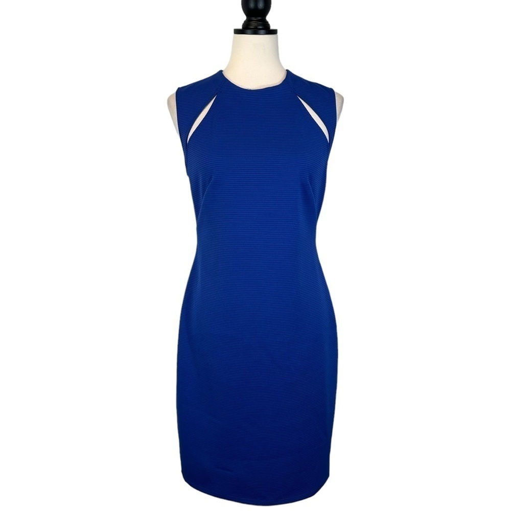 Topshop Blue Cutout Dress Sleeveless Sheath Knee Length Size 8 B33#47